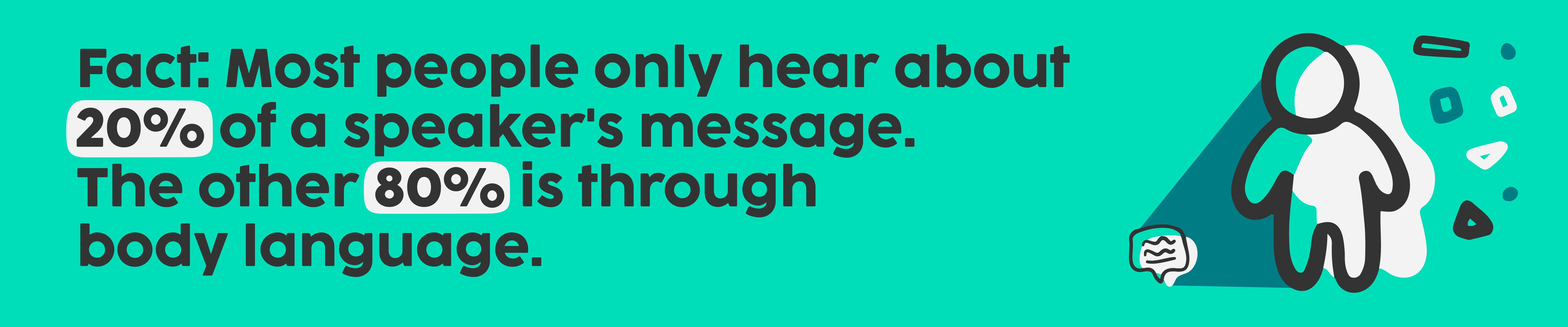 Listeners only hear about 20% of what a public speaker is saying, the other 80% is interpreted through body language